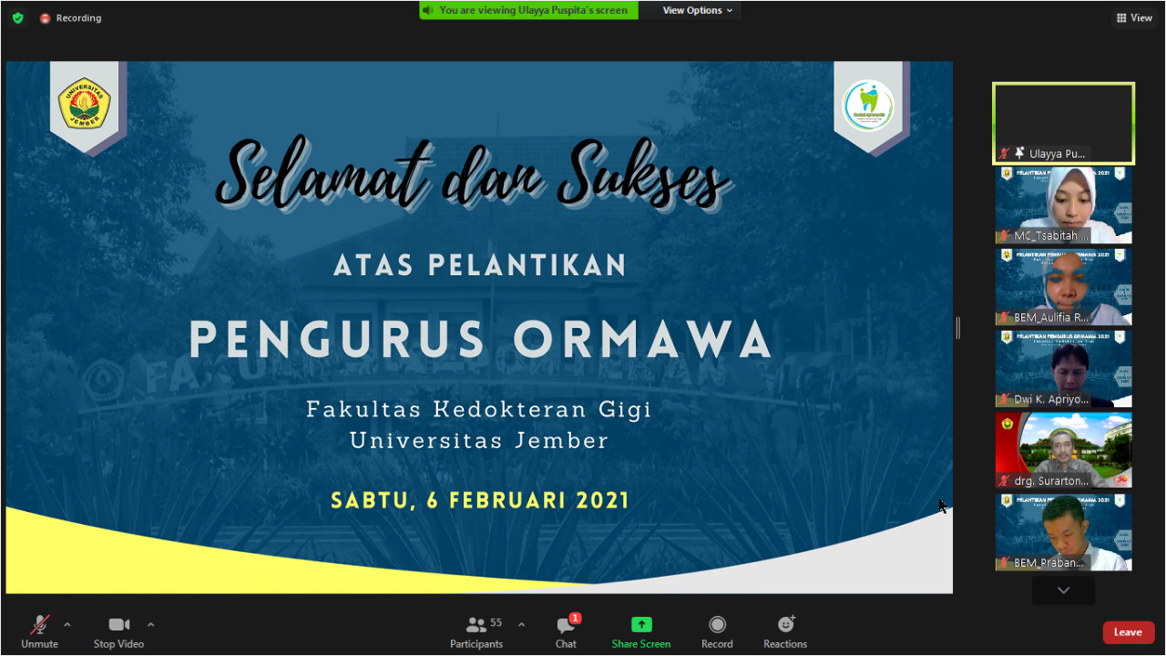 Dekan Melantik Pengurus Ormawa Periode 2021